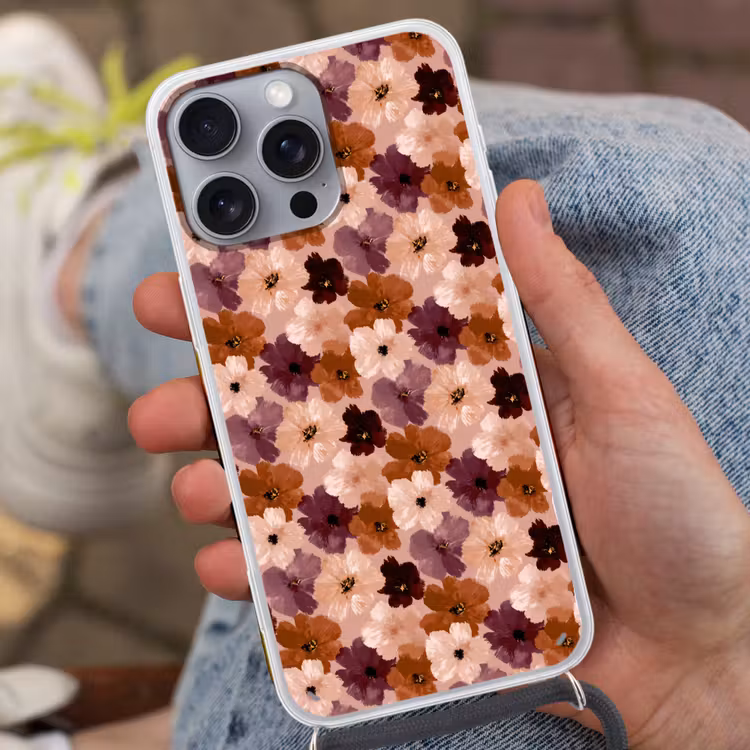 Bloemen - Abstract - Aardetinten Hoesje iPhone 16 Pro Max met koord klein 804 -sfeer3