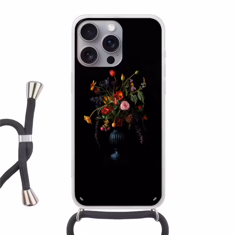 Bloemen - Bessen - Klassiek Hoesje iPhone 16 Pro Max met koord klein -3d