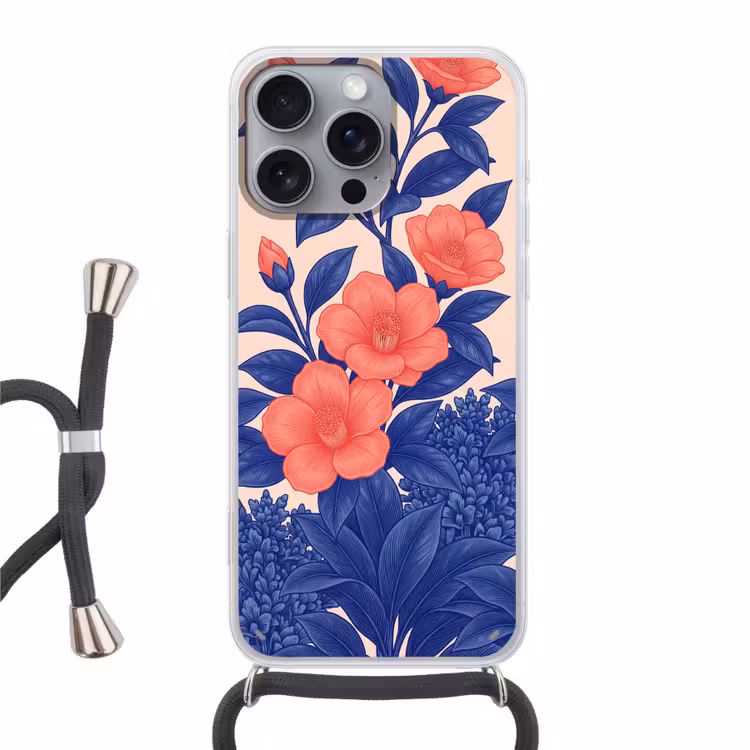 Telefoonhoesje met koord - Bloemen - Bladeren - Botanisch — 1