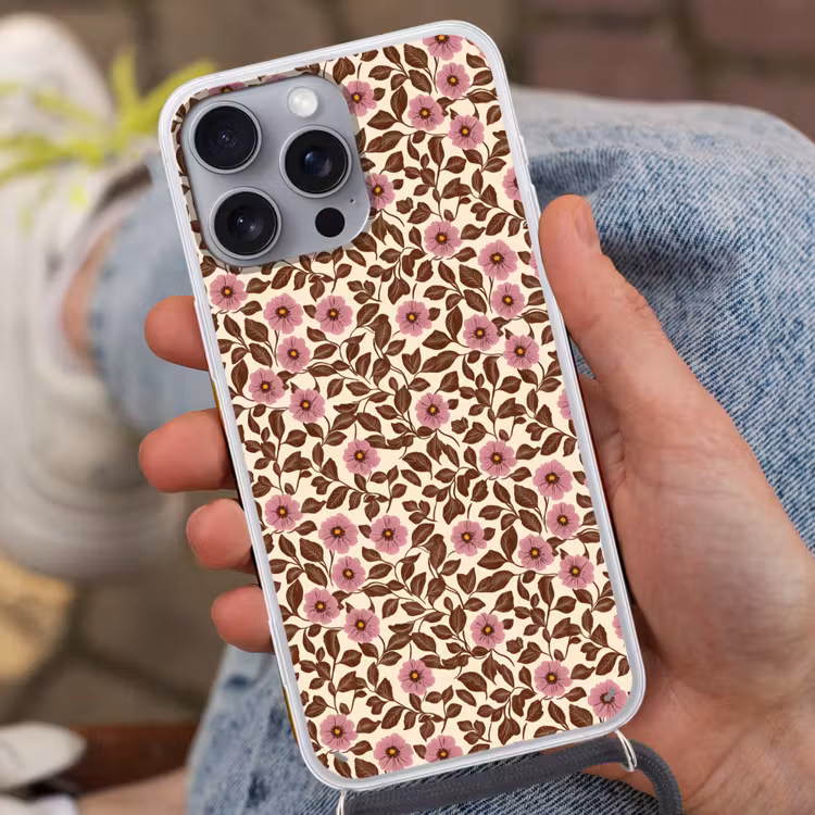 Bloemen - Bladeren - Kleurrijk Hoesje iPhone 16 Pro Max met koord klein 804 -sfeer3