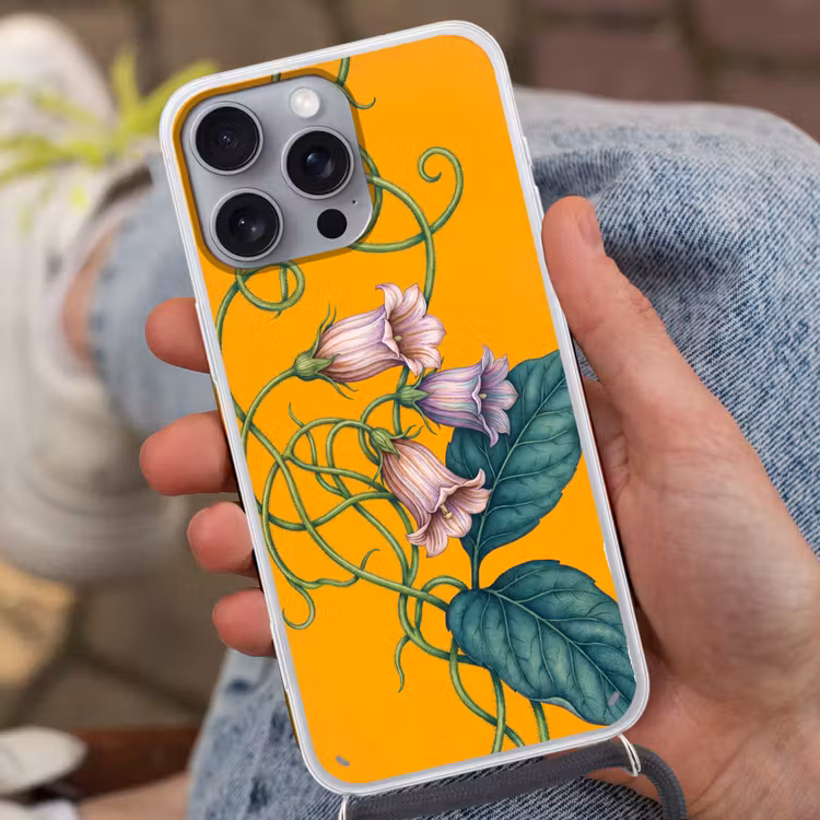 Telefoonhoesje met koord - Bloemen - Botanisch - Geel - Bloemen - Botanisch - Geel Hoesje iPhone 16 Pro Max met koord klein