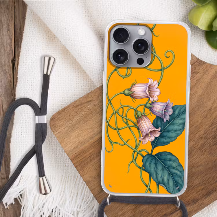 Telefoonhoesje met koord - Bloemen - Botanisch - Geel - Bloemen - Botanisch - Geel Hoesje iPhone 16 Pro Max met koord klein