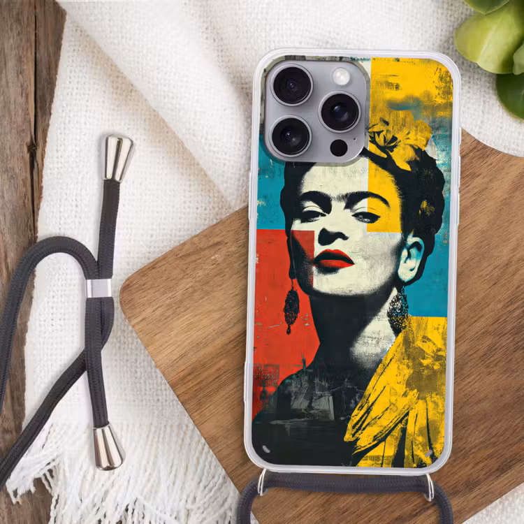 Bloemen - Felle kleuren - Grafisch - Modern Hoesje iPhone 16 Pro Max met koord klein -sfeer4