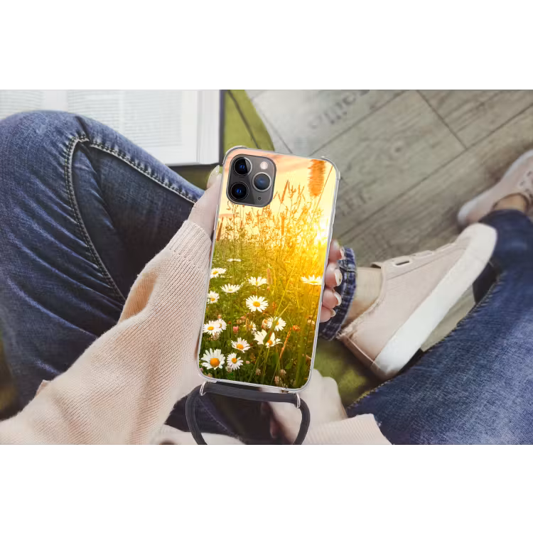 Bloemen - Madelief - Natuur Hoesje iPhone 12 Pro met koord klein -hand