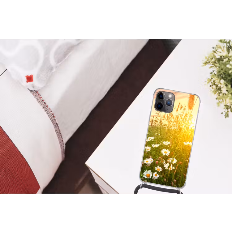 Bloemen - Madelief - Natuur Hoesje iPhone 12 Pro met koord klein -kamer