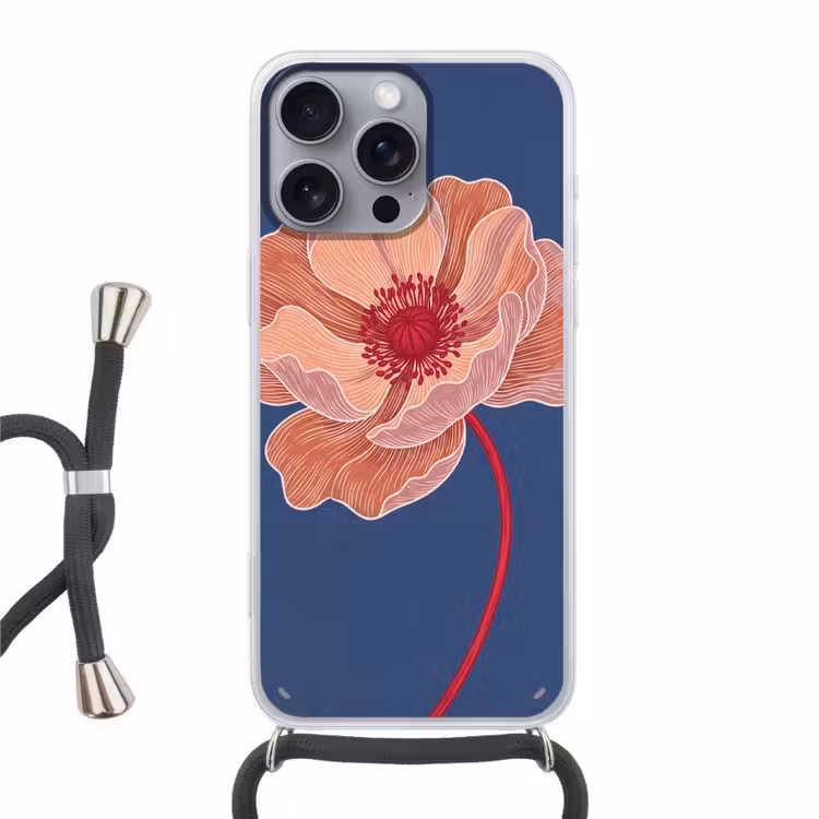 Telefoonhoesje met koord - Bloemen - Modern - Abstract - Bloemen - Modern - Abstract Hoesje iPhone 16 Pro Max met koord klein