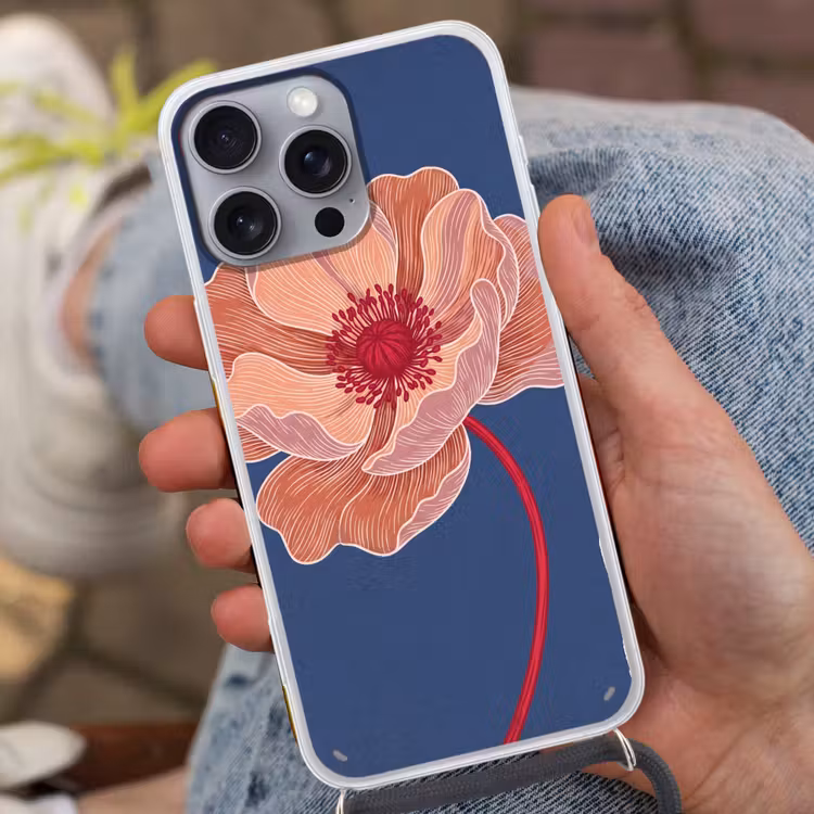 Telefoonhoesje met koord - Bloemen - Modern - Abstract - Bloemen - Modern - Abstract Hoesje iPhone 16 Pro Max met koord klein