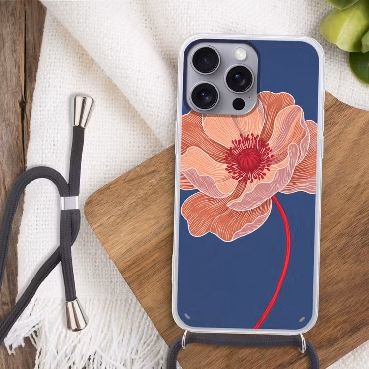 Telefoonhoesje met koord - Bloemen - Modern - Abstract - Bloemen - Modern - Abstract Hoesje iPhone 16 Pro Max met koord klein