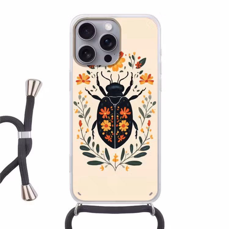 Bloemen - Oranje - Planten - Sierlijk Hoesje iPhone 16 Pro Max met koord klein -3d