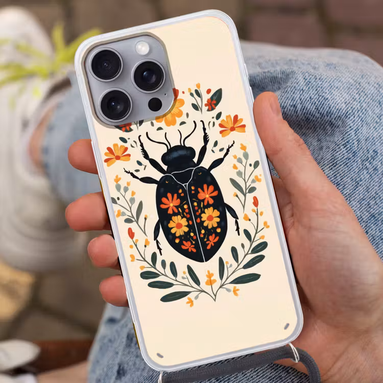 Bloemen - Oranje - Planten - Sierlijk Hoesje iPhone 16 Pro Max met koord klein -sfeer3
