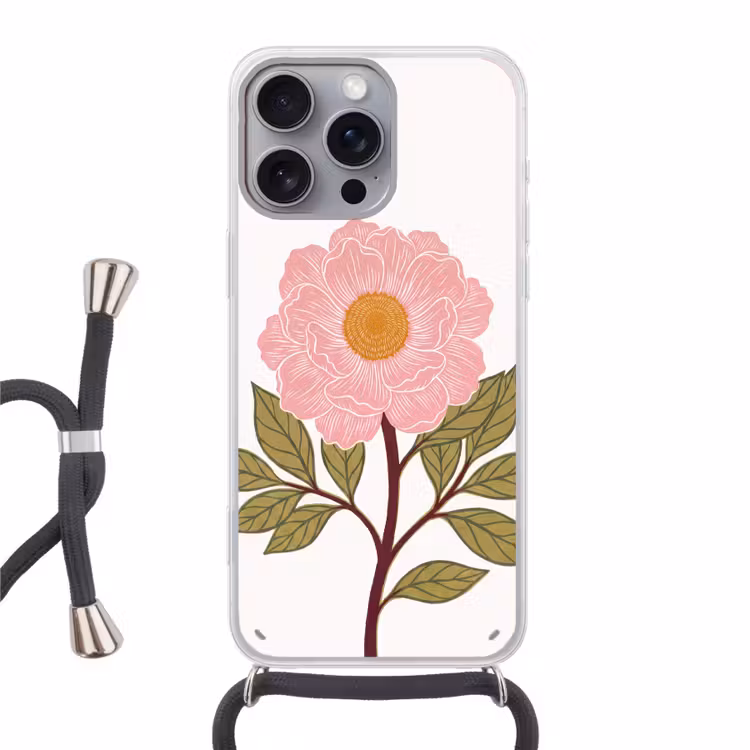 Telefoonhoesje met koord - Bloemen - Roze - Illustratie — 1