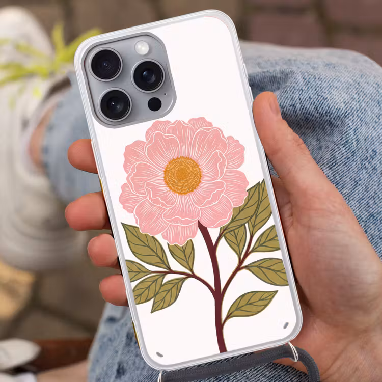 Telefoonhoesje met koord - Bloemen - Roze - Illustratie — 2