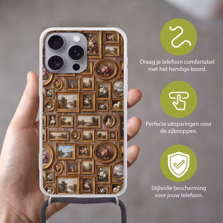 Bloemen - Rozen - Klassiek - Vaas - Kleurrijk Hoesje iPhone 16 Pro Max met koord klein -sfeer2_NL
