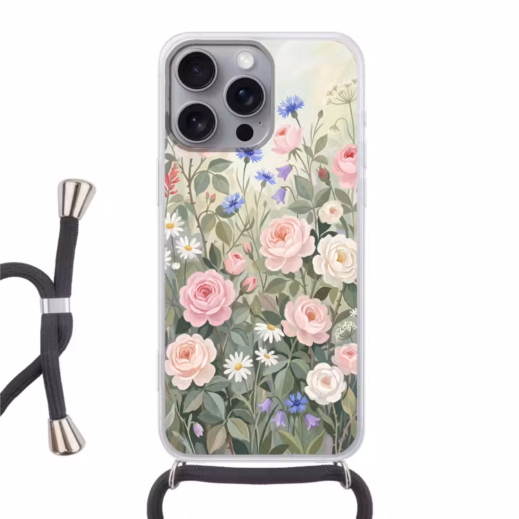 Bloemen - Tuin - Natuur - Kleurrijk Hoesje iPhone 16 Pro Max met koord klein -3d