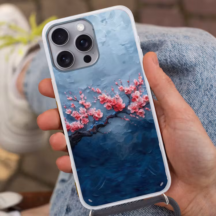 Bloesem - Bloem - Roze - Tak Hoesje iPhone 16 Pro Max met koord klein -sfeer3
