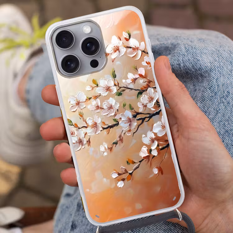 Bloesemtakken - Schilderachtig - Roze Hoesje iPhone 16 Pro Max met koord klein -sfeer3