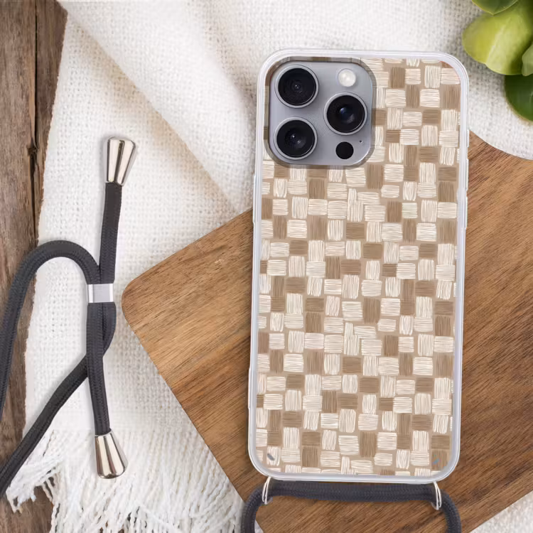 Blok - Patroon - Bruin Hoesje iPhone 16 Pro Max met koord klein 804 -sfeer4