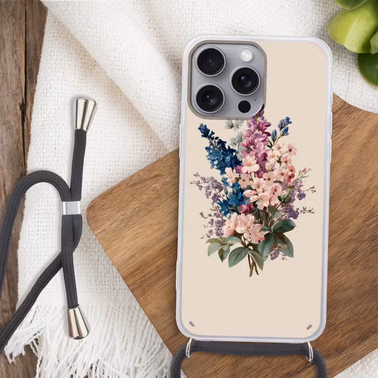 Boeket - Beige - Harmonieus - Subtiel Hoesje iPhone 16 Pro Max met koord klein -sfeer4