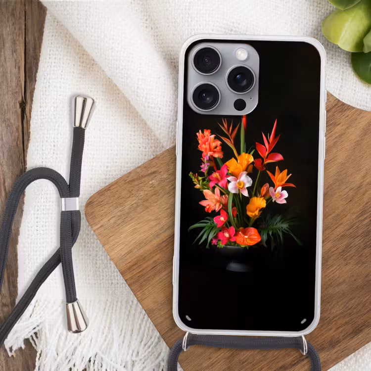 Boeket - Bloemen - Exotisch Hoesje iPhone 16 Pro Max met koord klein -sfeer4