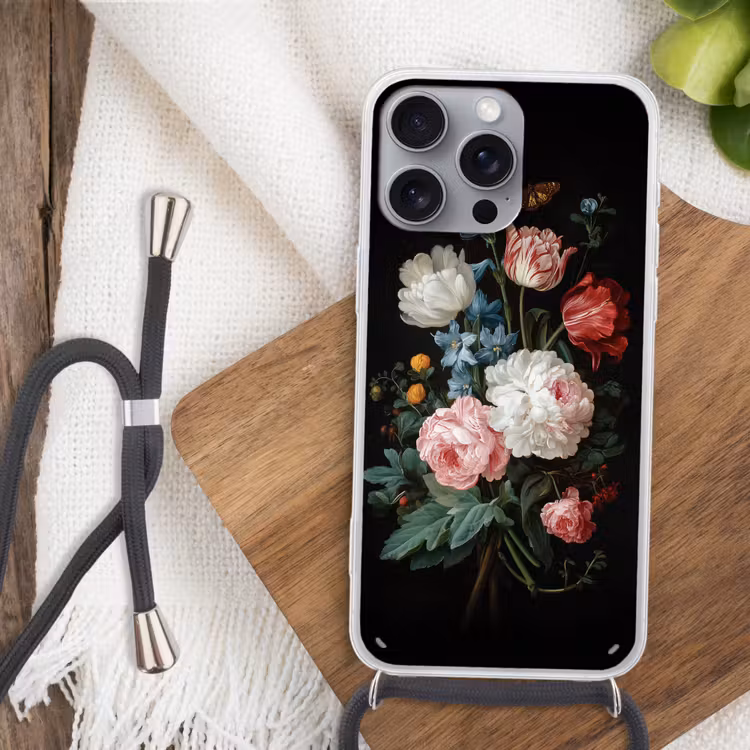 Boeket - Kleurrijk - Klassiek Hoesje iPhone 16 Pro Max met koord klein -sfeer4