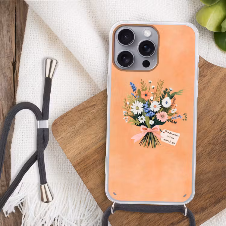 Boeket - Strikje - Quote Hoesje iPhone 16 Pro Max met koord klein -sfeer4