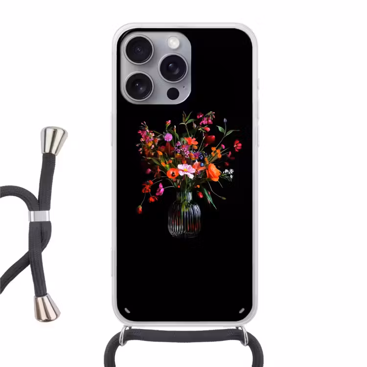 Boeket - Veldbloemen - Vaas Hoesje iPhone 16 Pro Max met koord klein -3d
