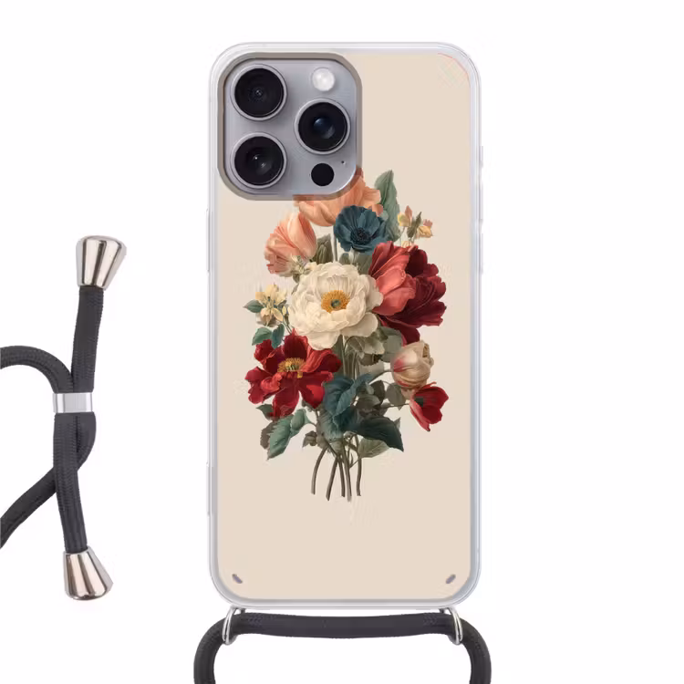 Boeket - Warme tinten - Elegant Hoesje iPhone 16 Pro Max met koord klein -3d
