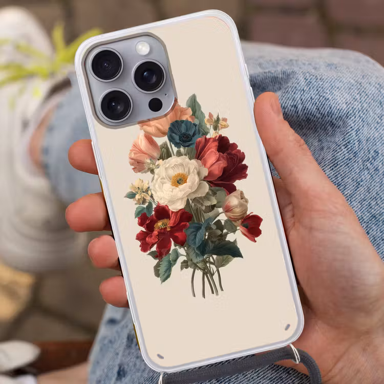 Boeket - Warme tinten - Elegant Hoesje iPhone 16 Pro Max met koord klein -sfeer3