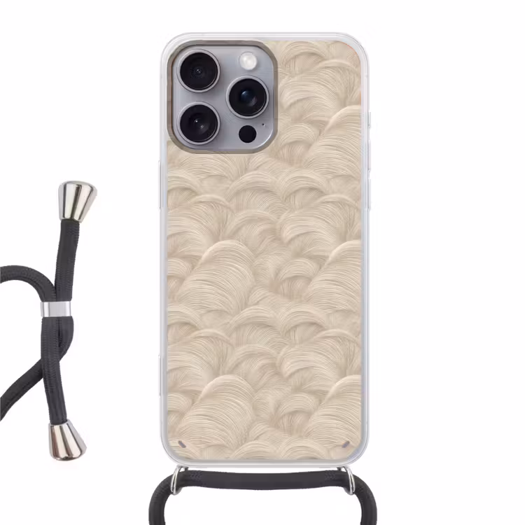 Bogen - Patroon - Beige Hoesje iPhone 16 Pro Max met koord klein 804 -3d