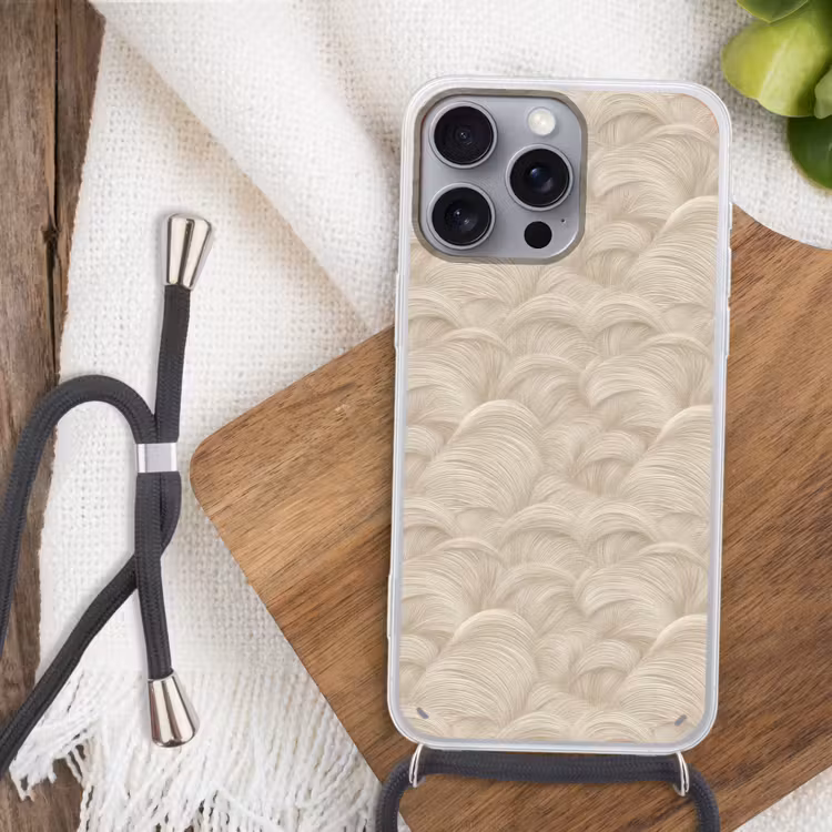 Bogen - Patroon - Beige Hoesje iPhone 16 Pro Max met koord klein 804 -sfeer4