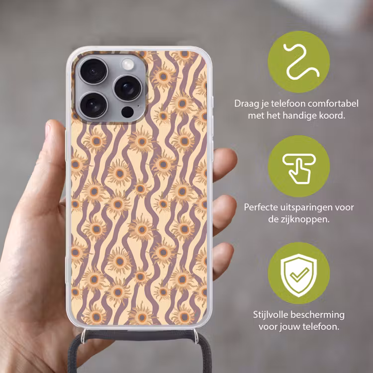 Bohemian - Vibe - Lavendelpaars Hoesje iPhone 16 Pro Max met koord klein 804 -sfeer2_NL
