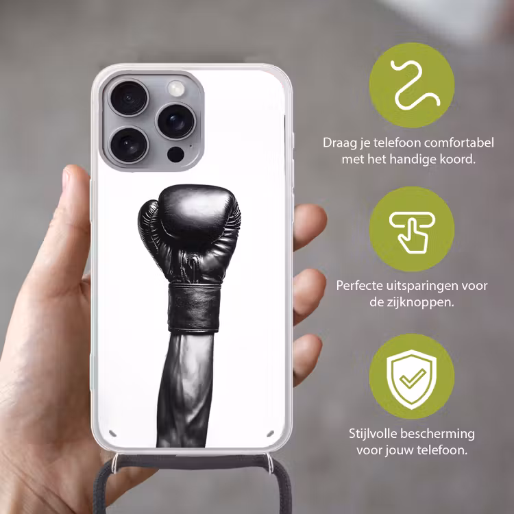 Bokshandschoen - Zwart - Hand Hoesje iPhone 16 Pro Max met koord klein -sfeer2_NL