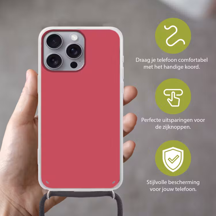 Bold - Berry - Rood Hoesje iPhone 16 Pro Max met koord klein 804 -sfeer2_NL