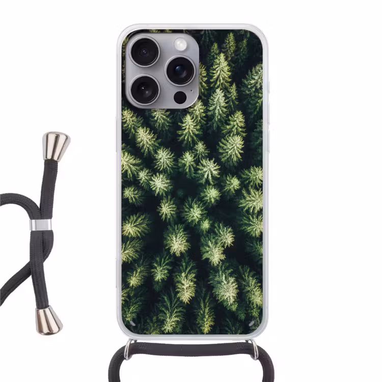 Bomen - Naaldwoud - Structuur Hoesje iPhone 16 Pro Max met koord klein -3d