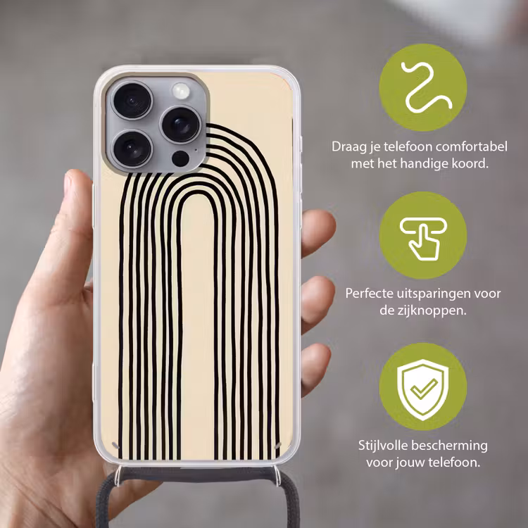 Boogvormen - Zwart - Strak Hoesje iPhone 16 Pro Max met koord klein -sfeer2_NL