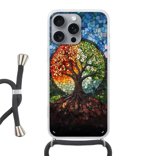 Boom - Seizoenen - Mozaïek - Bergen Hoesje iPhone 16 Pro Max met koord klein -3d