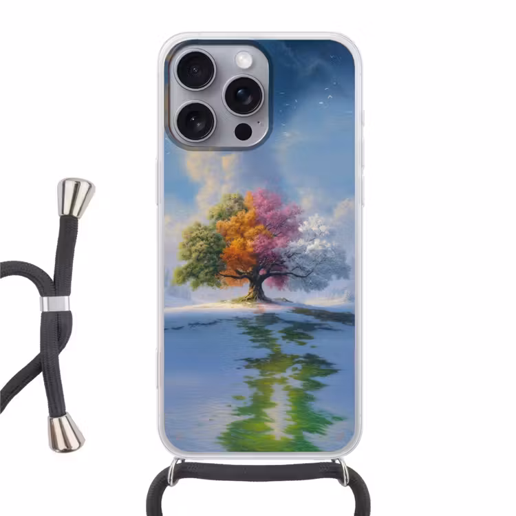 Boom - Seizoenen - Winter - Landschap Hoesje iPhone 16 Pro Max met koord klein -3d