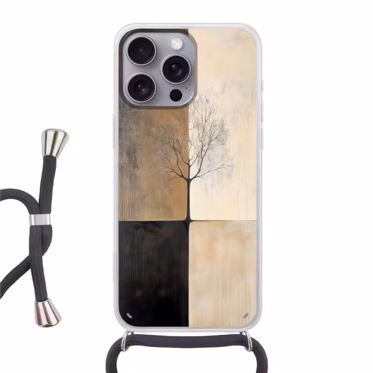 Boom - Vlakken - Takken - Kleurverloop Hoesje iPhone 16 Pro Max met koord klein -3d