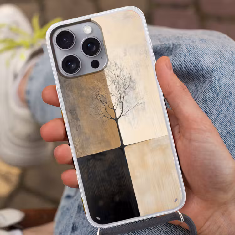 Boom - Vlakken - Takken - Kleurverloop Hoesje iPhone 16 Pro Max met koord klein -sfeer3