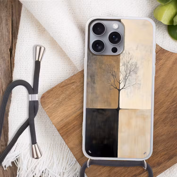 Boom - Vlakken - Takken - Kleurverloop Hoesje iPhone 16 Pro Max met koord klein -sfeer4