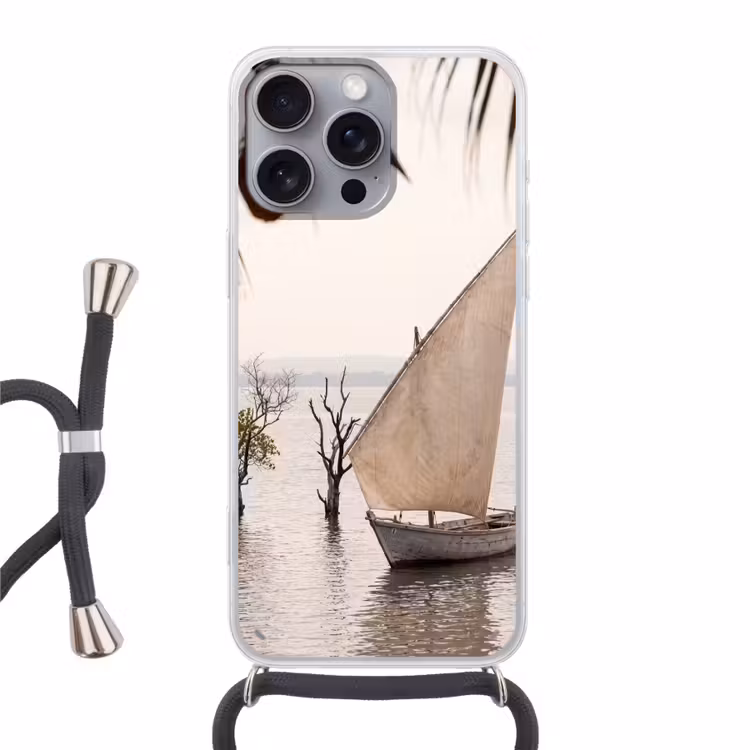Boot - Zeil - Water - Tropisch - Natuur Hoesje iPhone 16 Pro Max met koord klein -3d