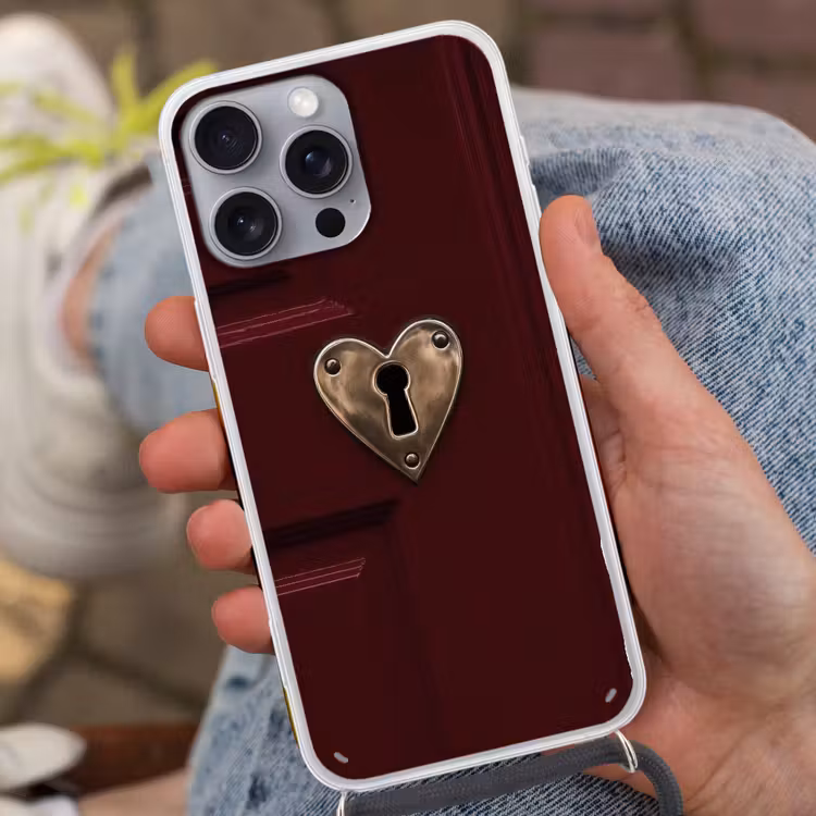 Bordeaux - Sleutelplaat - Hout - Deur Hoesje iPhone 16 Pro Max met koord klein -sfeer3