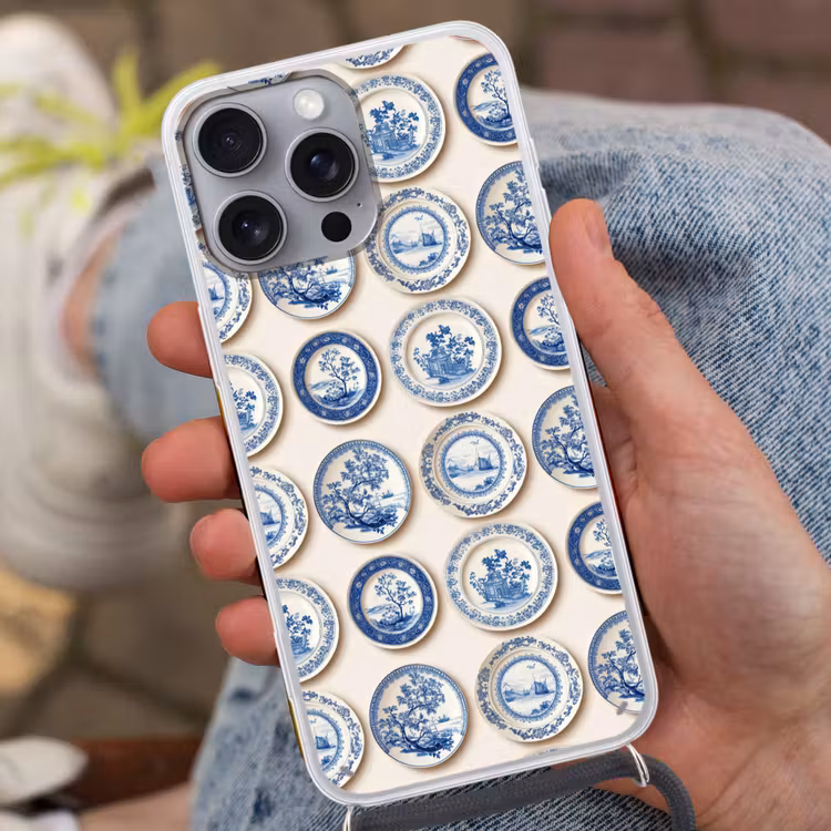 Borden - Bomen - Planten - Blauw Hoesje iPhone 16 Pro Max met koord klein 804 -sfeer3