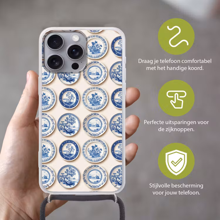 Borden - Bomen - Planten - Blauw Hoesje iPhone 16 Pro Max met koord klein 804 -sfeer2_NL