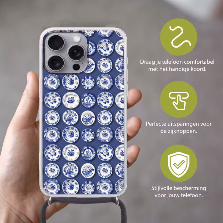Borden - Floraal - Blauw Hoesje iPhone 16 Pro Max met koord klein 804 -sfeer2_NL