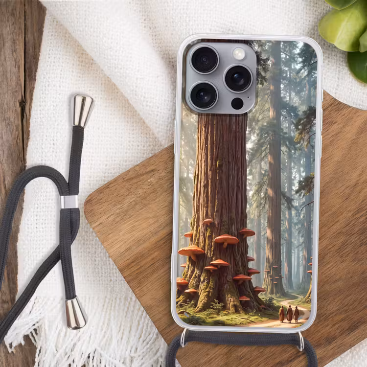 Telefoonhoesje met koord - Bos - Bomen - Natuur - Bos - Bomen - Natuur Hoesje iPhone 16 Pro Max met koord klein