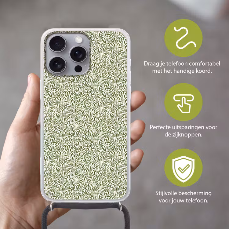 Botanisch - Takken - Groen Hoesje iPhone 16 Pro Max met koord klein 804 -sfeer2_NL