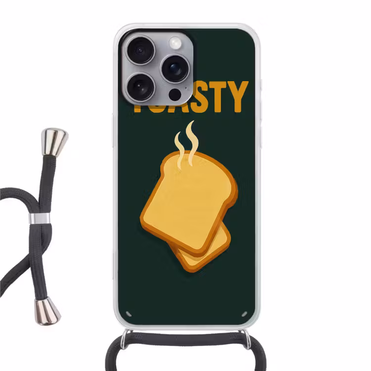 Brood - Tosti - Groen - Minimalistisch Hoesje iPhone 16 Pro Max met koord klein -3d