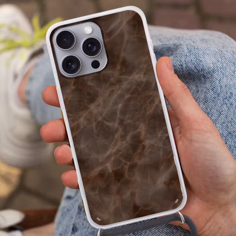 Bruin marmer - Organisch - Natuursteen Hoesje iPhone 16 Pro Max met koord klein -sfeer3
