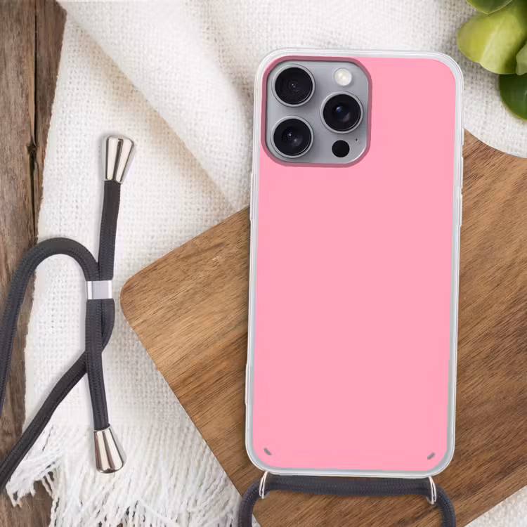 Bubblegum - Pink - Roze Hoesje iPhone 16 Pro Max met koord klein 804 -sfeer4